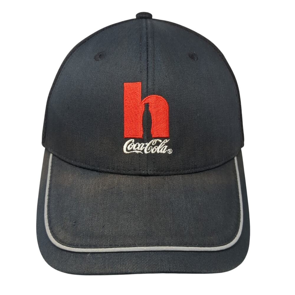 H Coca Cola Strapback Baseball Cap Black One Size Adjustable Embroidered Aramark
